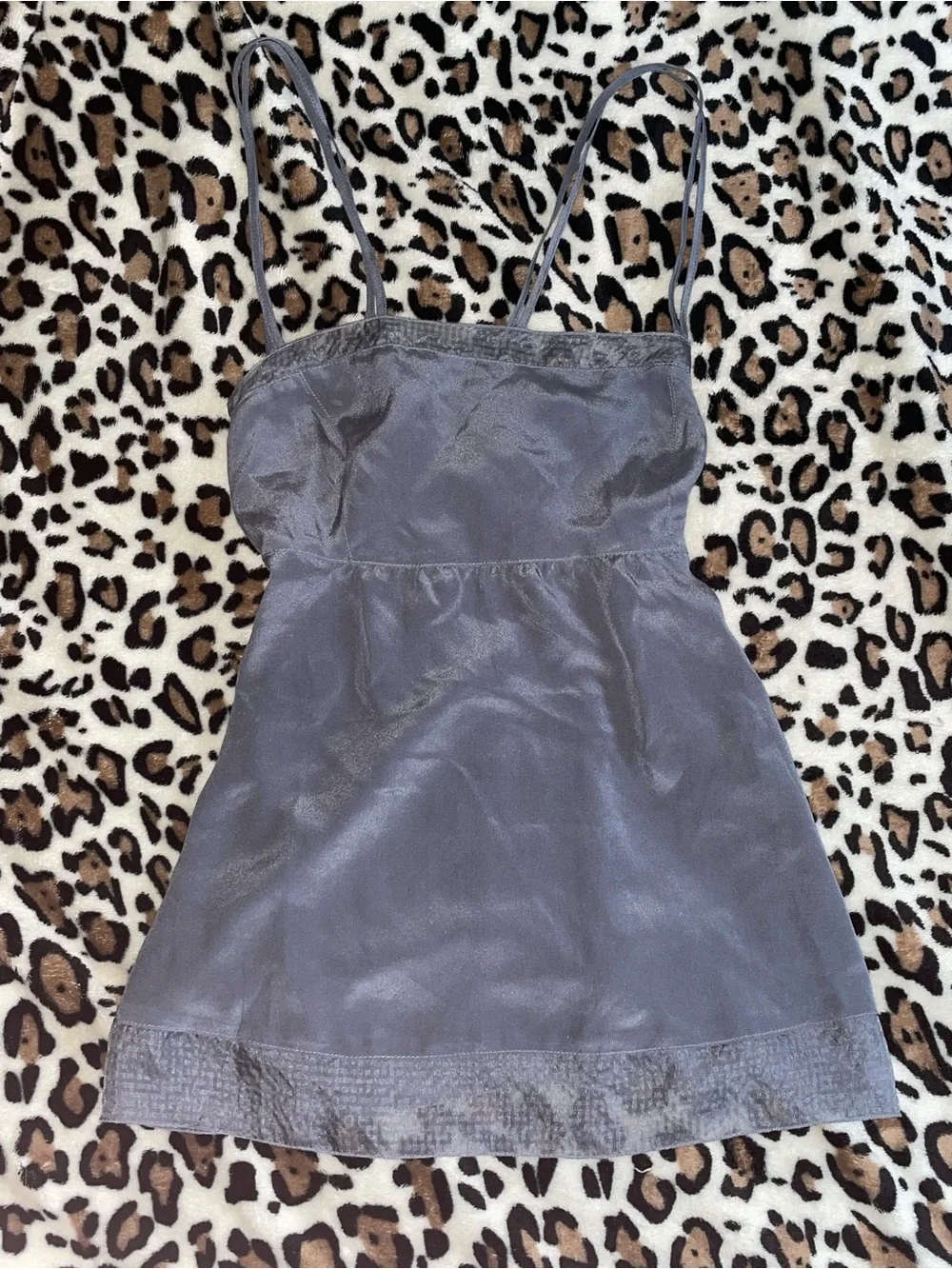 ♡ Gray Satin Babydoll Cami Top - Picture 1 of 3